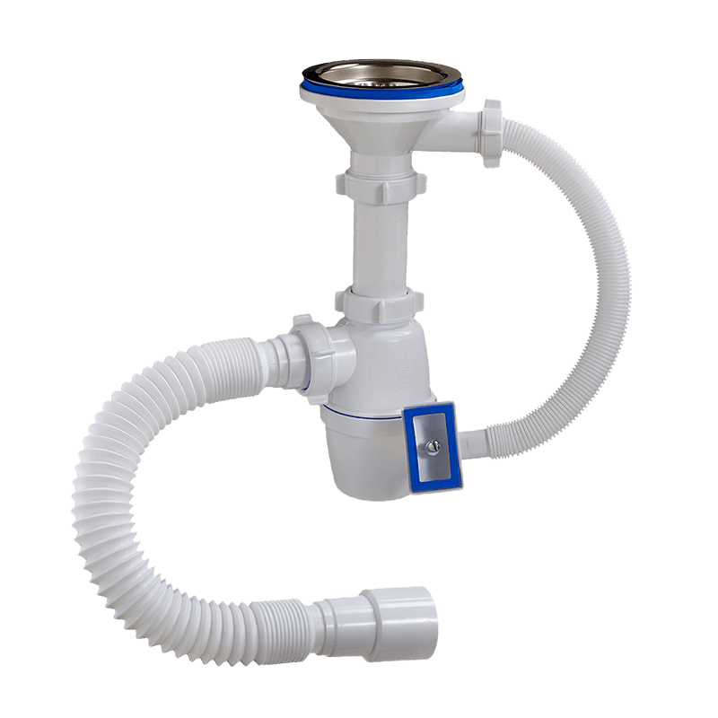 А-40079 Сифон бутылочный 3 1/2"х40 мм, с переливом и гибкой трубой 40-40/50