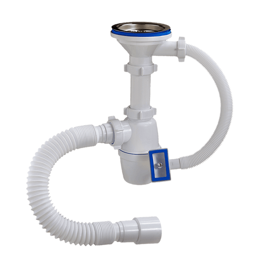 А-40079 Сифон бутылочный 3 1/2"х40 мм, с переливом и гибкой трубой 40-40/50